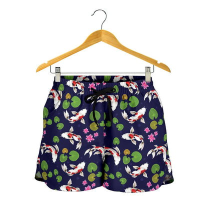 Koi Carp Pattern Design Themed Print Women Shorts-JTAMIGO.COM