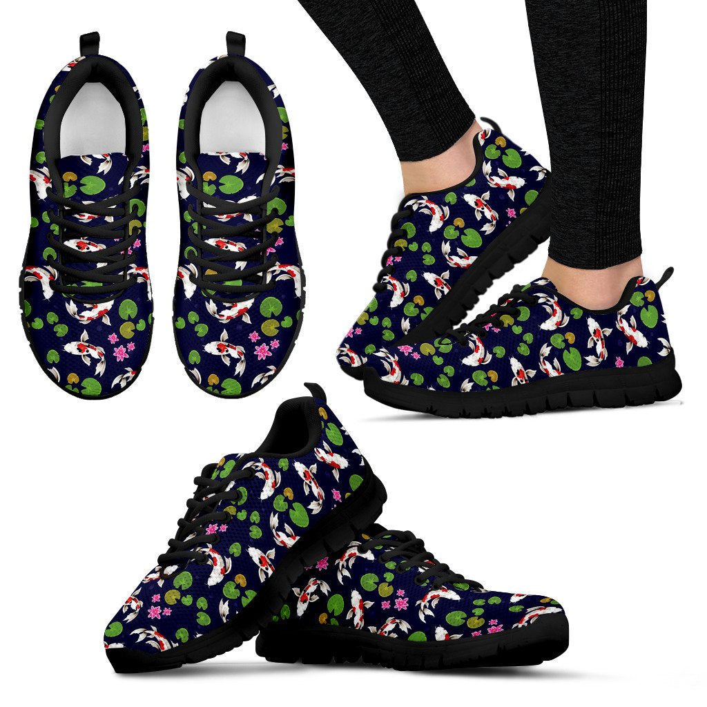 Koi Carp Pattern Design Themed Print Women Sneakers Shoes