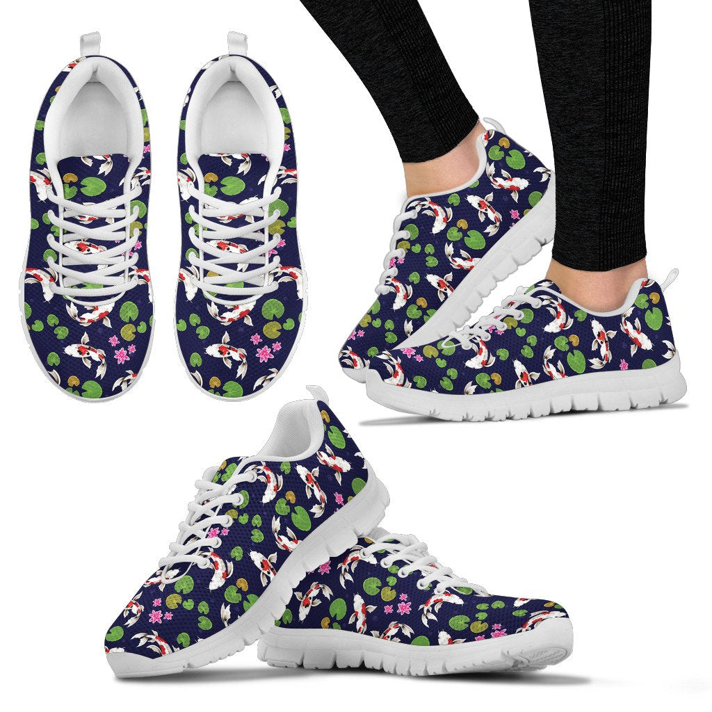 Koi Carp Pattern Design Themed Print Women Sneakers Shoes