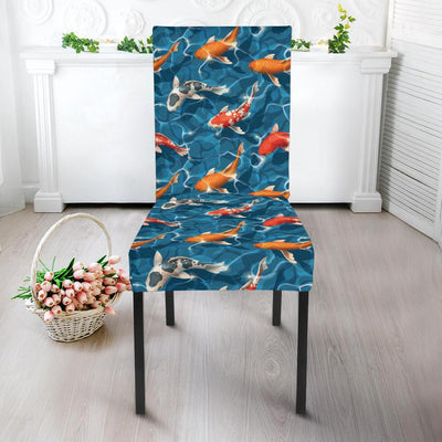 Koi Carp Water Design Themed Print Dining Chair Slipcover-JTAMIGO.COM