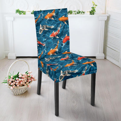 Koi Carp Water Design Themed Print Dining Chair Slipcover-JTAMIGO.COM