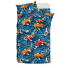 Koi Carp Water Design Themed Print Duvet Cover Bedding Set