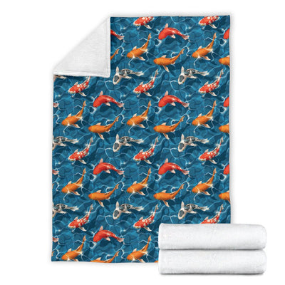 Koi Carp Water Design Themed Print Fleece Blanket
