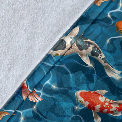 Koi Carp Water Design Themed Print Fleece Blanket