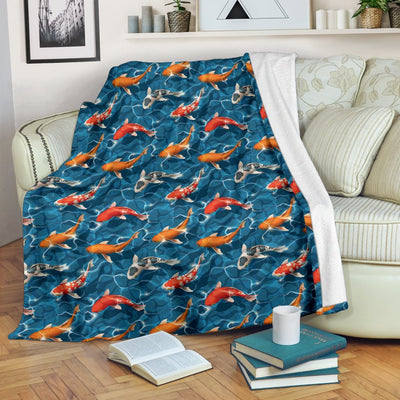 Koi Carp Water Design Themed Print Fleece Blanket