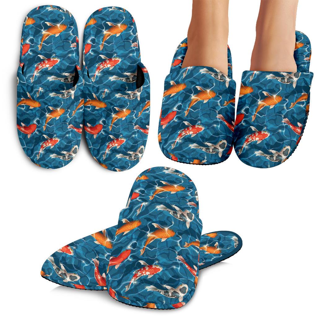 Koi Carp Water Design Themed Print House Slippers