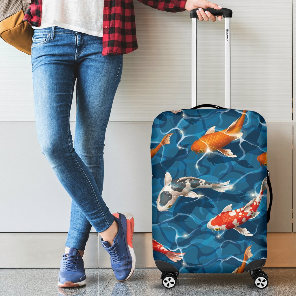 Koi Carp Water Design Themed Print Luggage Cover Protector