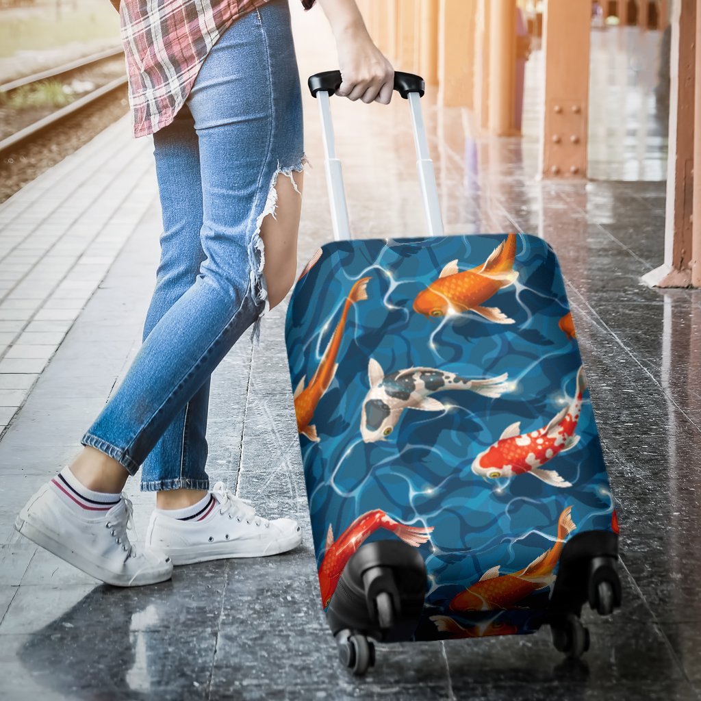 Koi Carp Water Design Themed Print Luggage Cover Protector
