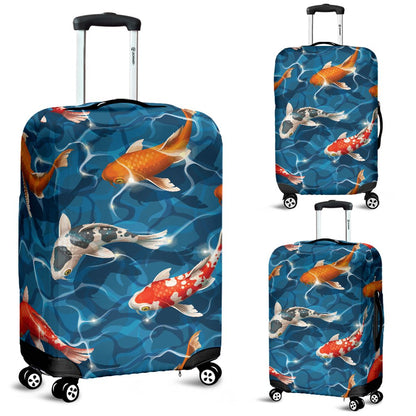Koi Carp Water Design Themed Print Luggage Cover Protector