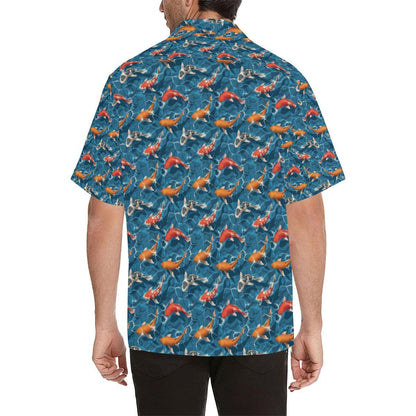 Koi Carp Water Design Themed Print Men Aloha Hawaiian Shirt