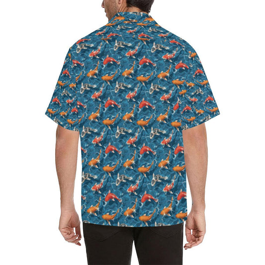 Koi Carp Water Design Themed Print Men Aloha Hawaiian Shirt