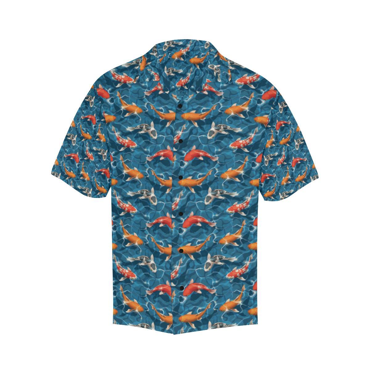 Koi Carp Water Design Themed Print Men Aloha Hawaiian Shirt