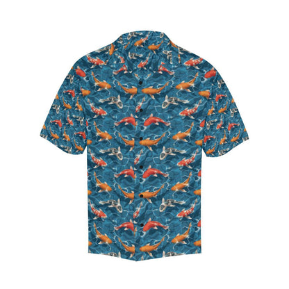 Koi Carp Water Design Themed Print Men Aloha Hawaiian Shirt