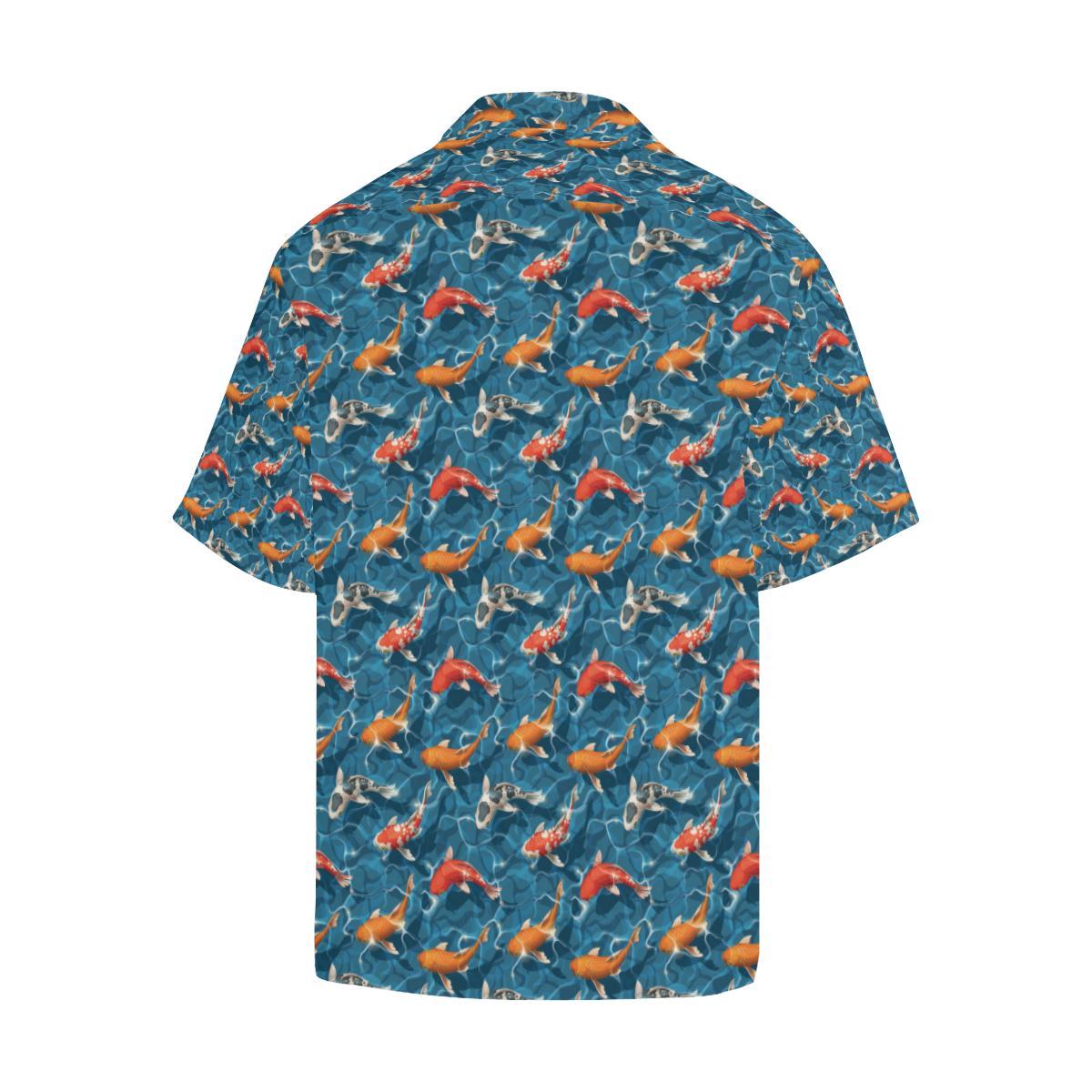 Koi Carp Water Design Themed Print Men Aloha Hawaiian Shirt