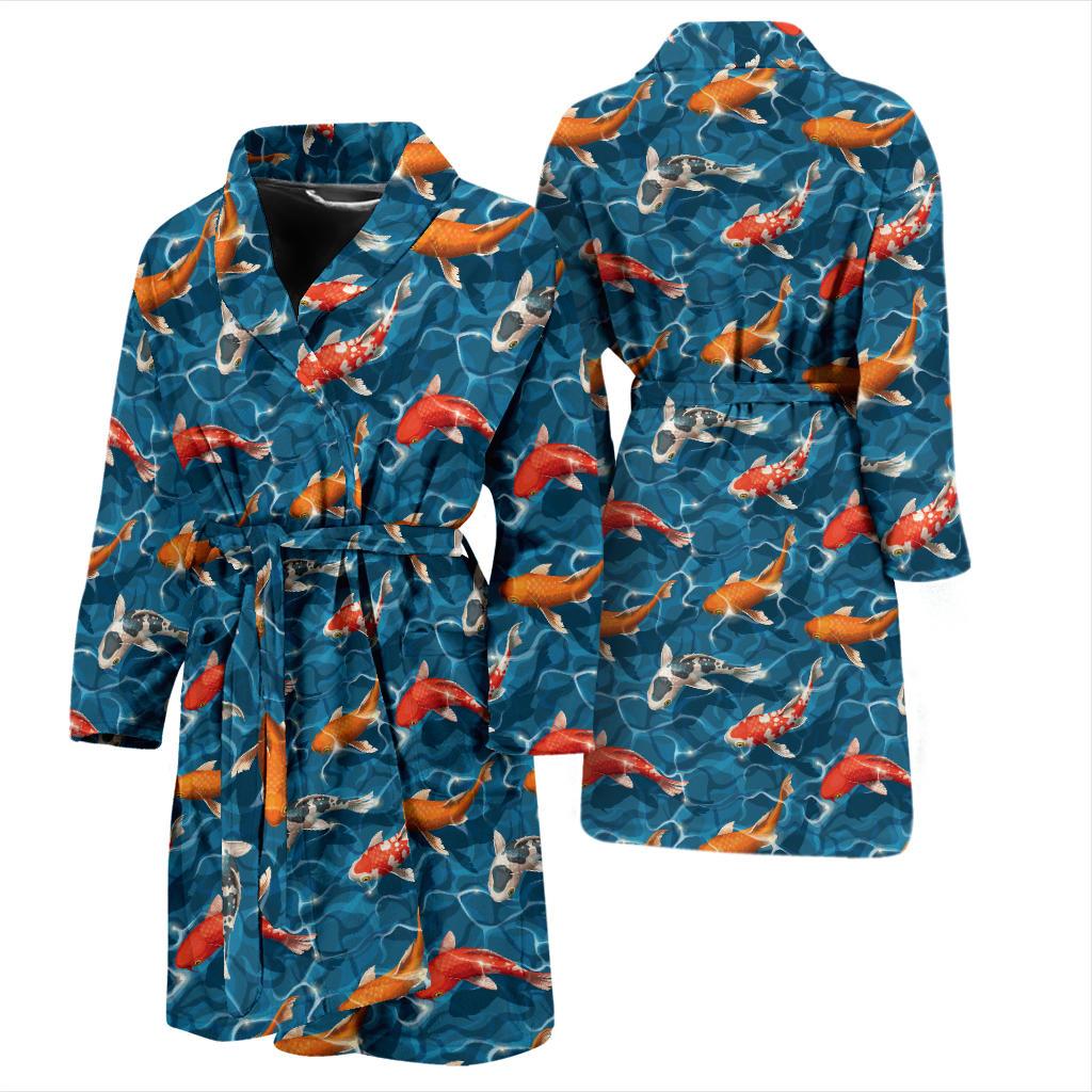Koi Carp Water Design Themed Print Men Bath Robe-JTAMIGO.COM