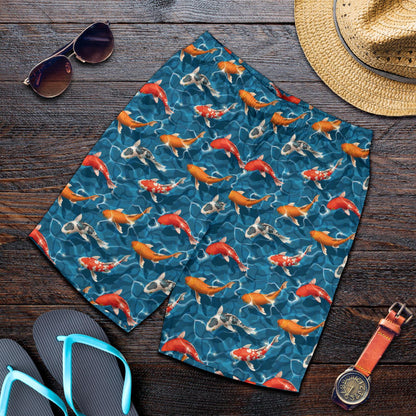 Koi Carp Water Design Themed Print Mens Shorts-JTAMIGO.COM