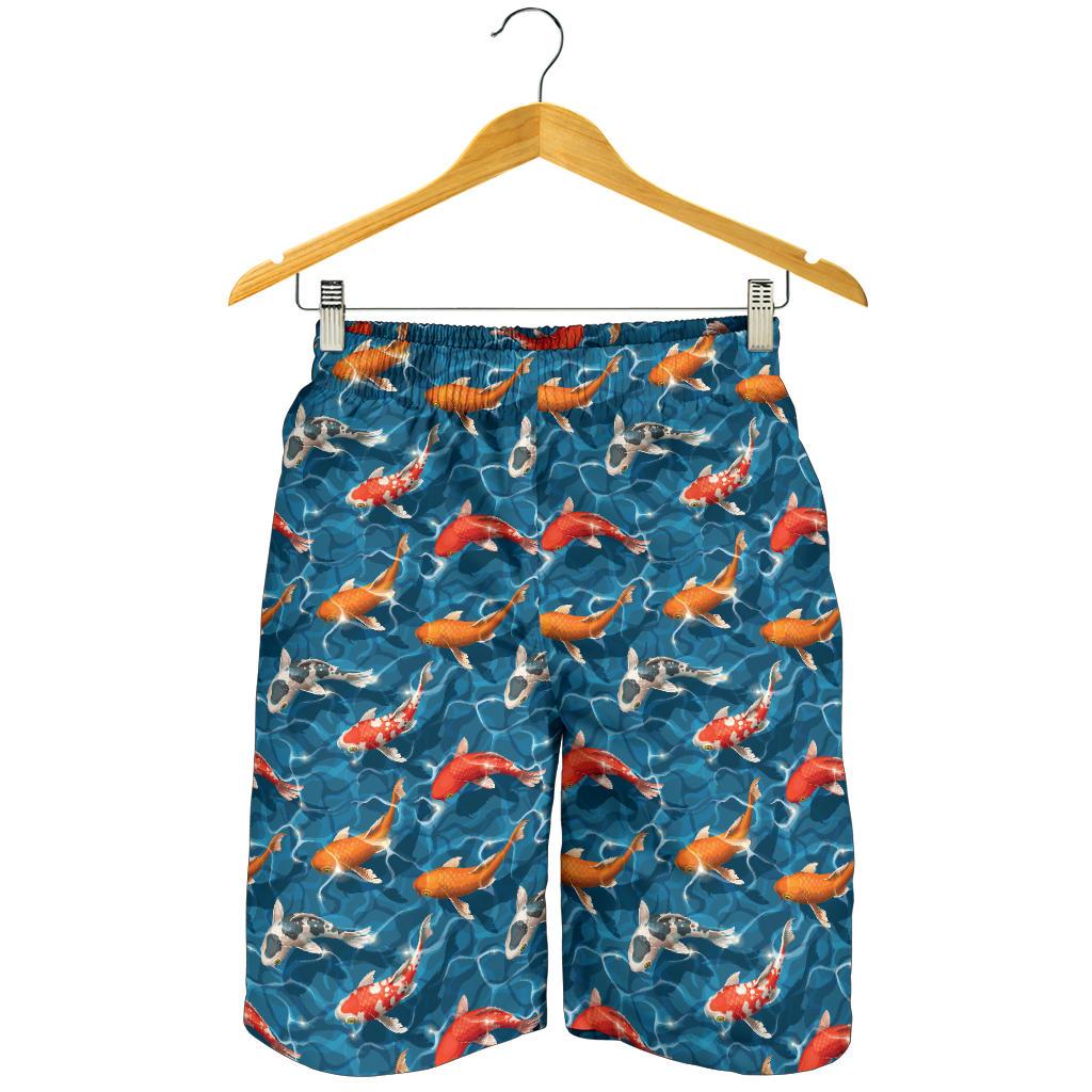 Koi Carp Water Design Themed Print Mens Shorts-JTAMIGO.COM