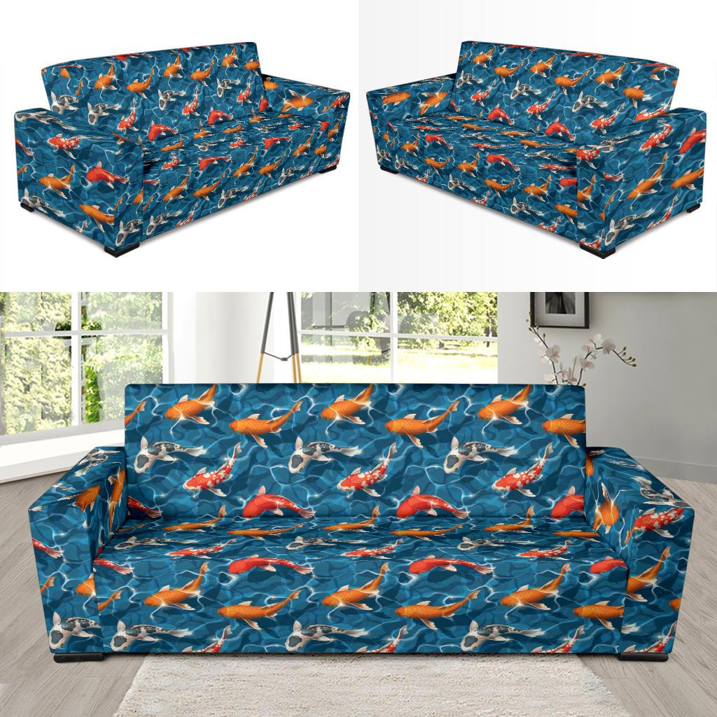 Koi Carp Water Design Themed Print Sofa Slipcover-JTAMIGO.COM