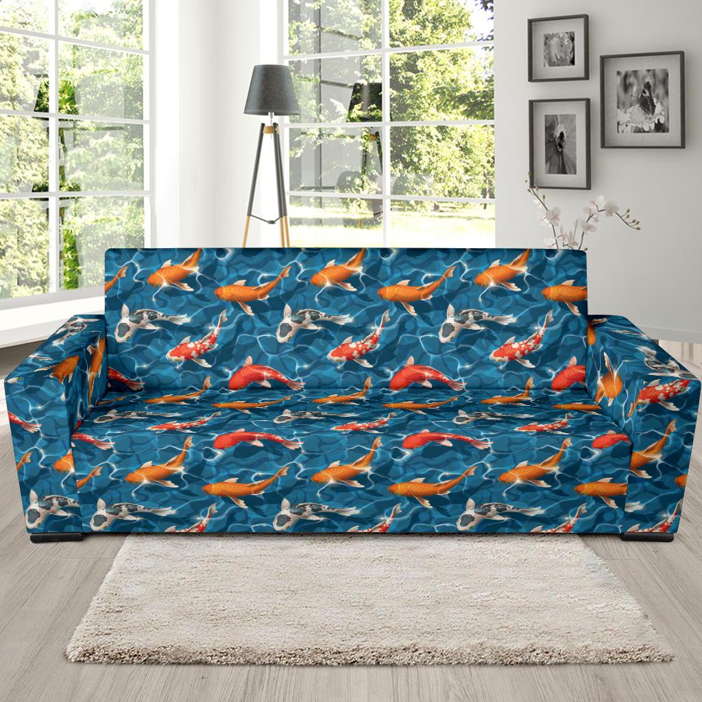 Koi Carp Water Design Themed Print Sofa Slipcover-JTAMIGO.COM