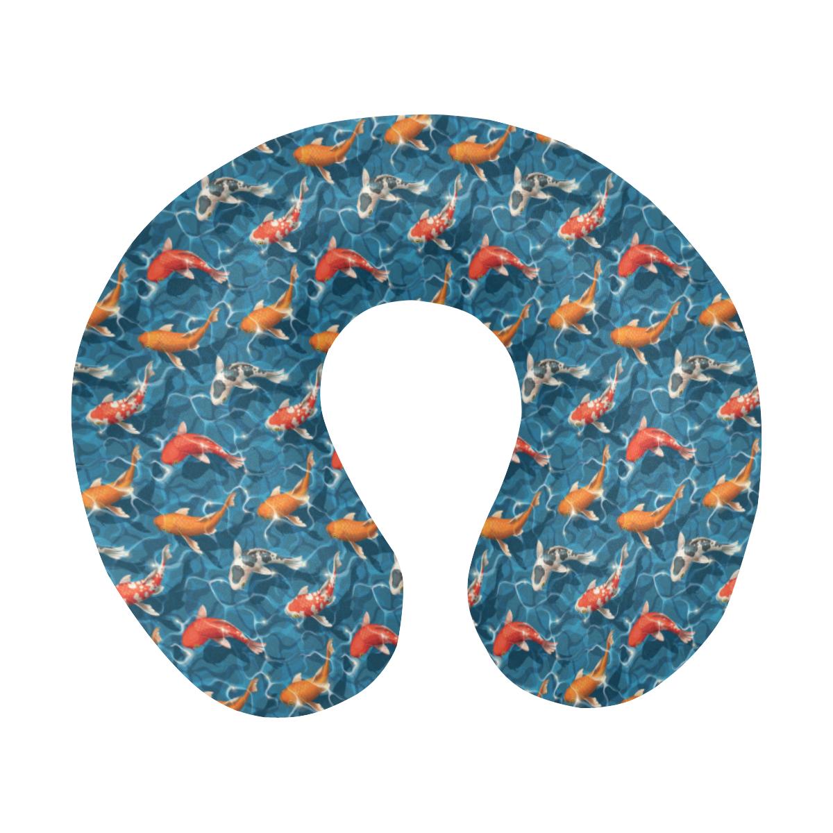 Koi Carp Water Design Themed Print U-Shaped Travel Neck Pillow-JTAMIGO.COM