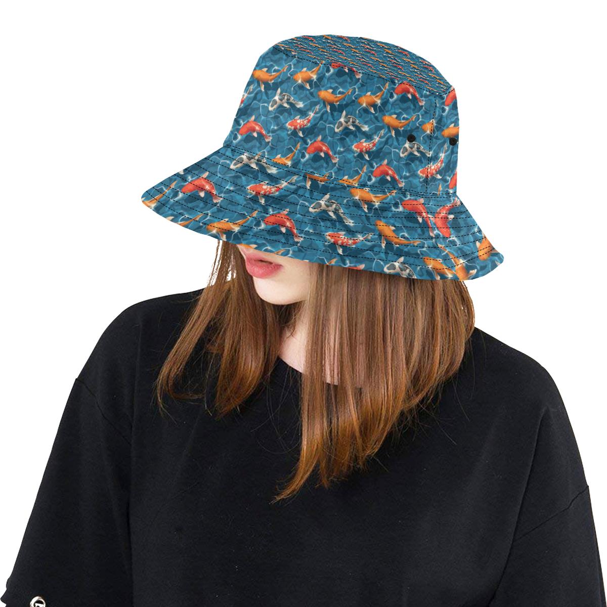 Koi Carp Water Design Themed Print Unisex Bucket Hat