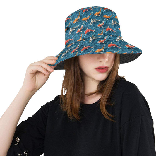 Koi Carp Water Design Themed Print Unisex Bucket Hat