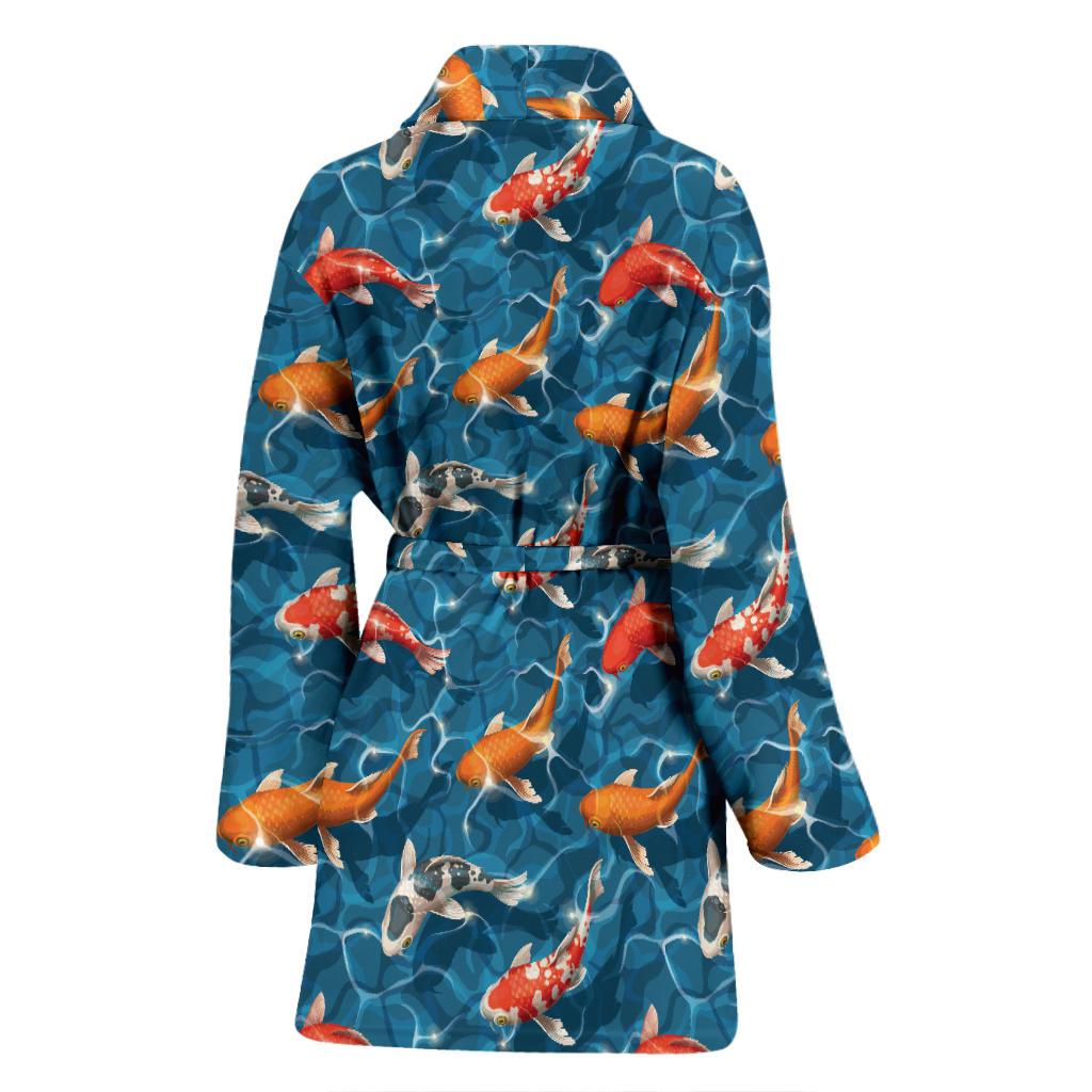 Koi Carp Water Design Themed Print Women Bath Robe-JTAMIGO.COM
