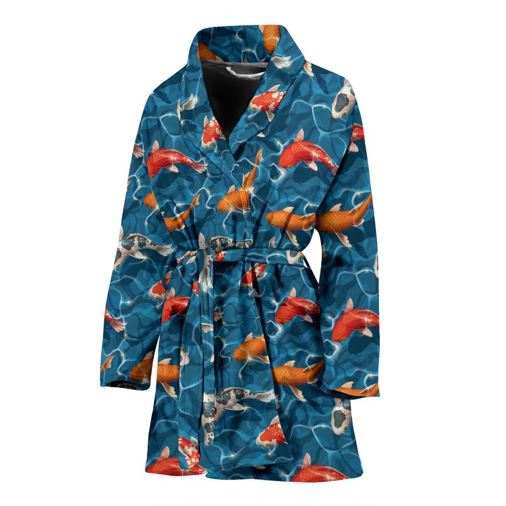 Koi Carp Water Design Themed Print Women Bath Robe-JTAMIGO.COM