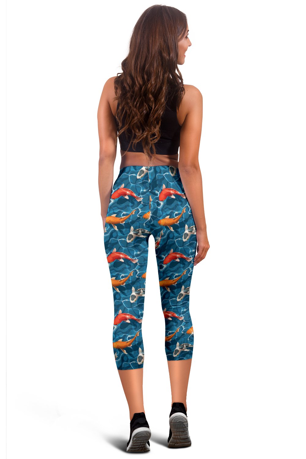 Koi Carp Water Design Themed Print Women Capris