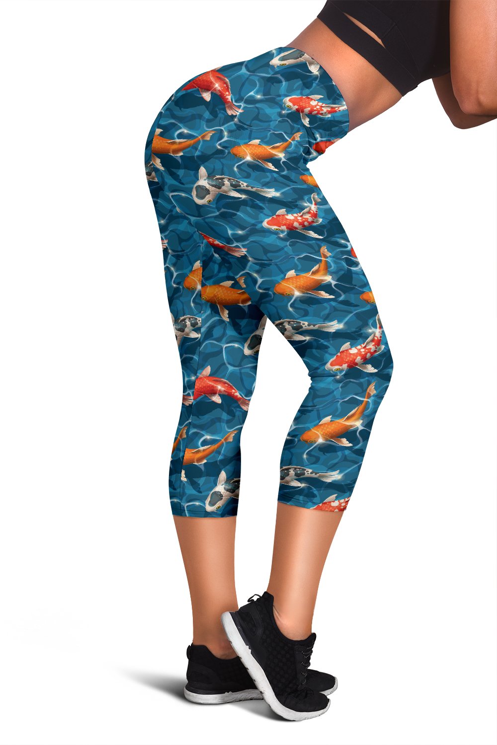 Koi Carp Water Design Themed Print Women Capris