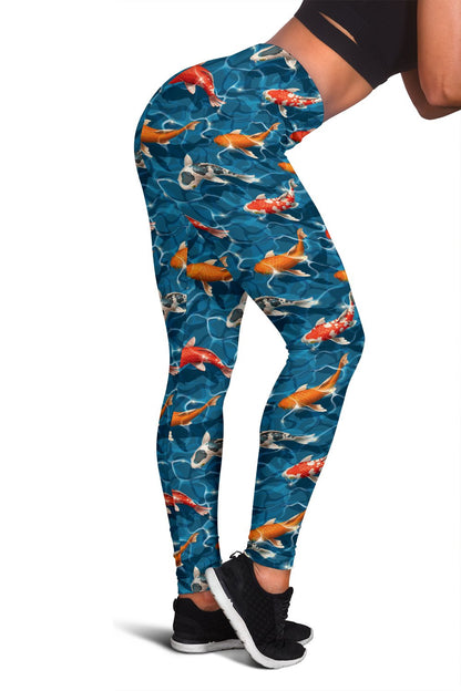 Koi Carp Water Design Themed Print Women Leggings