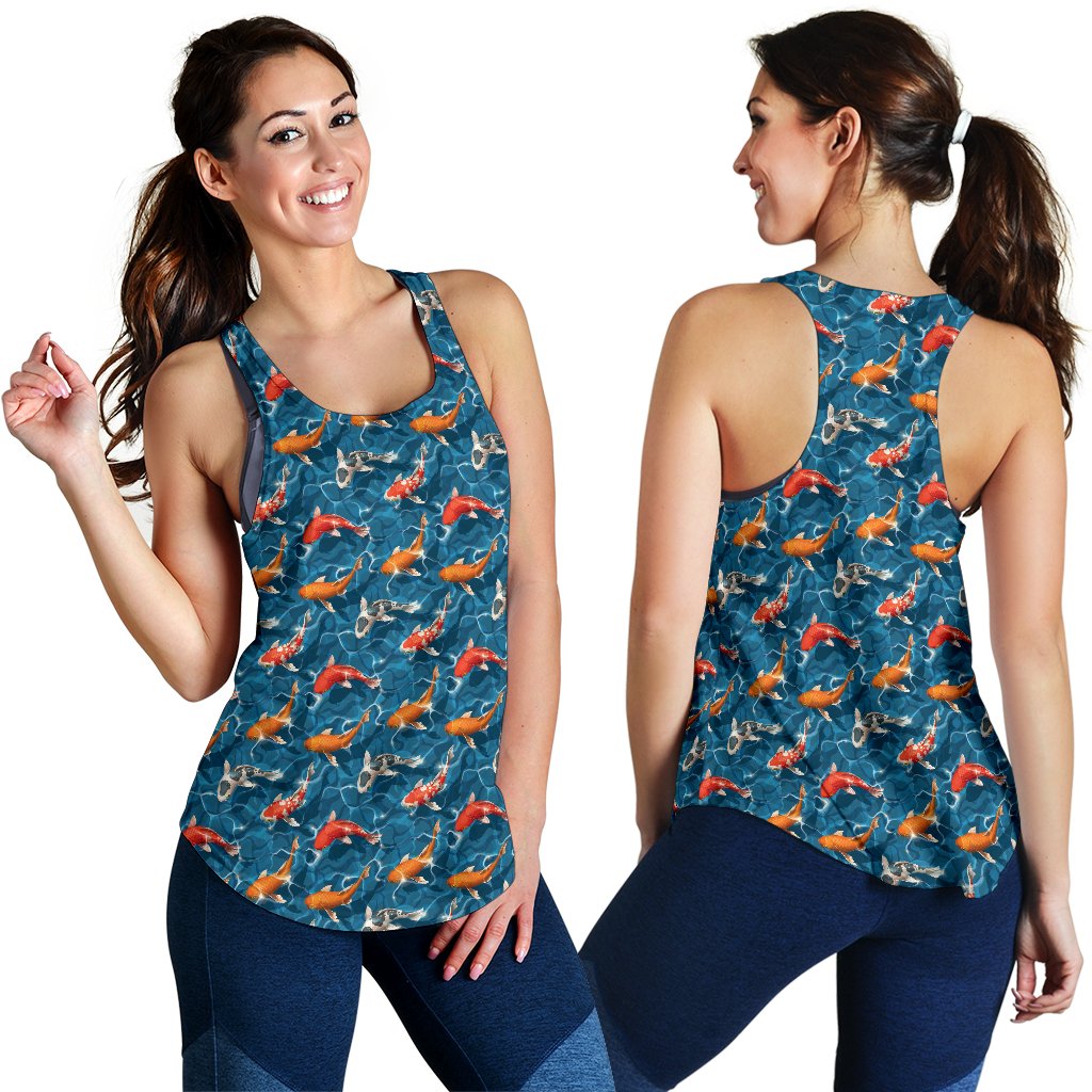 Koi Carp Water Design Themed Print Women Racerback Tank Top