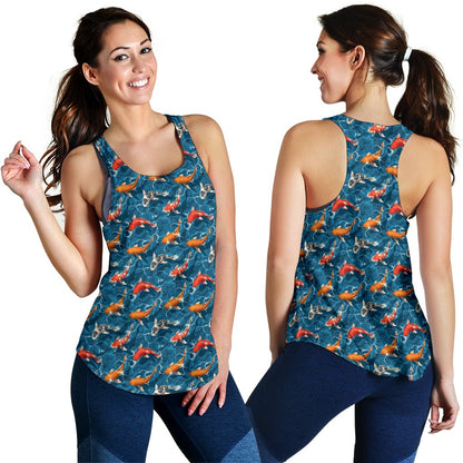 Koi Carp Water Design Themed Print Women Racerback Tank Top