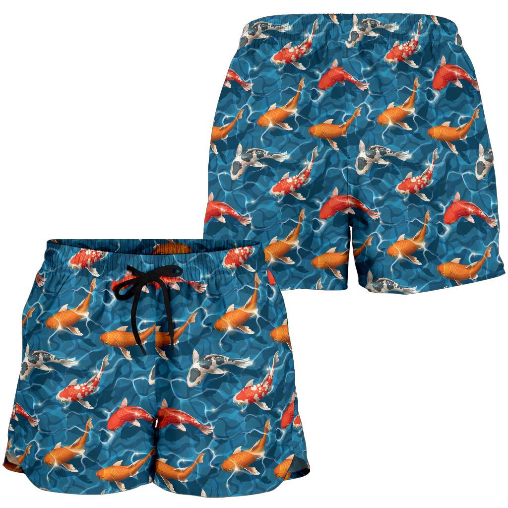 Koi Carp Water Design Themed Print Women Shorts-JTAMIGO.COM