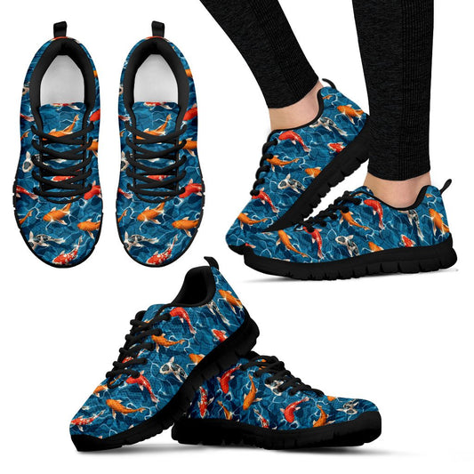 Koi Carp Water Design Themed Print Women Sneakers Shoes