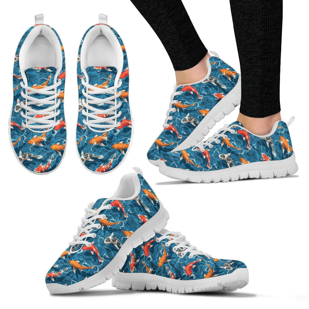 Koi Carp Water Design Themed Print Women Sneakers Shoes