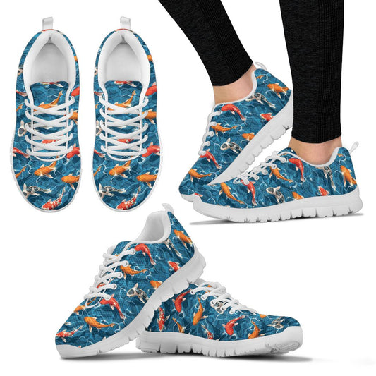 Koi Carp Water Design Themed Print Women Sneakers Shoes