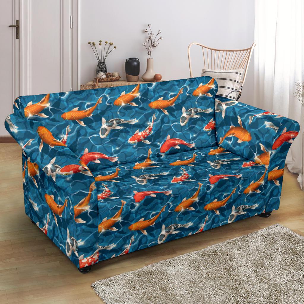 Koi Carp Water Design Themed Print/Loveseat-Slipcover.jpg Loveseat Slipcover-JTAMIGO.COM