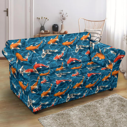 Koi Carp Water Design Themed Print/Loveseat-Slipcover.jpg Loveseat Slipcover-JTAMIGO.COM