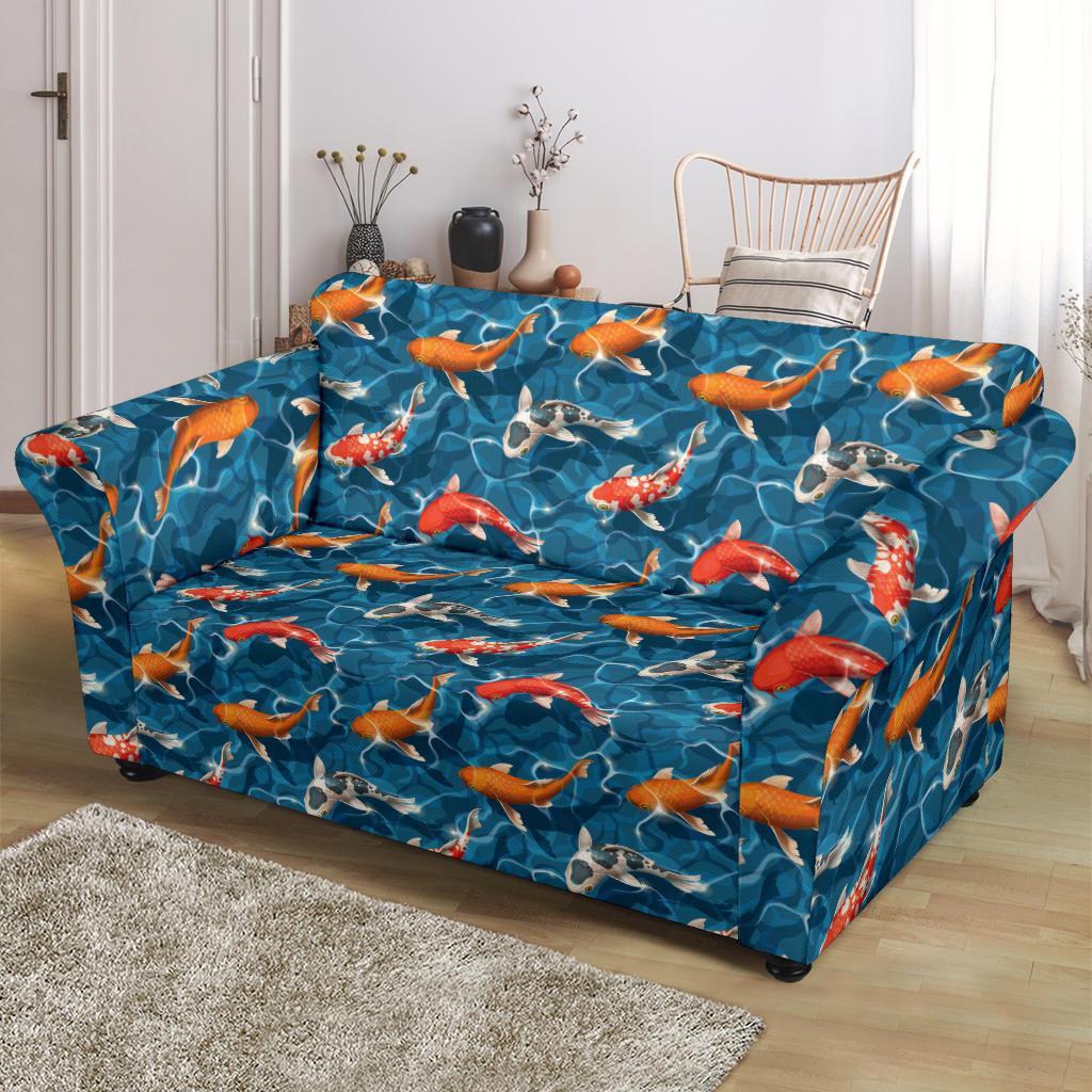 Koi Carp Water Design Themed Print/Loveseat-Slipcover.jpg Loveseat Slipcover-JTAMIGO.COM