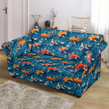Koi Carp Water Design Themed Print/Loveseat-Slipcover.jpg Loveseat Slipcover-JTAMIGO.COM