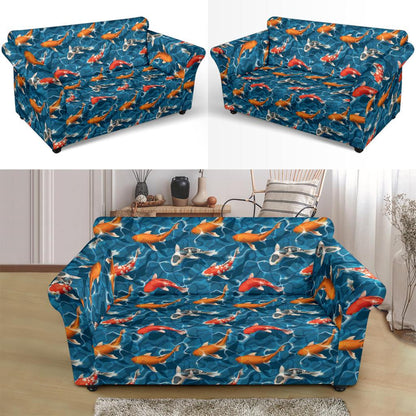 Koi Carp Water Design Themed Print/Loveseat-Slipcover.jpg Loveseat Slipcover-JTAMIGO.COM