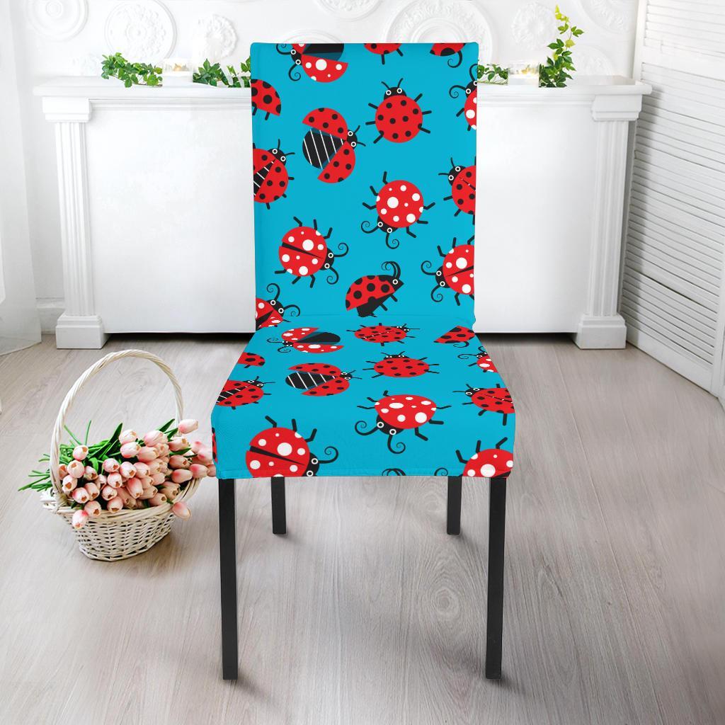 Ladybug Action Print Pattern Dining Chair Slipcover-JTAMIGO.COM
