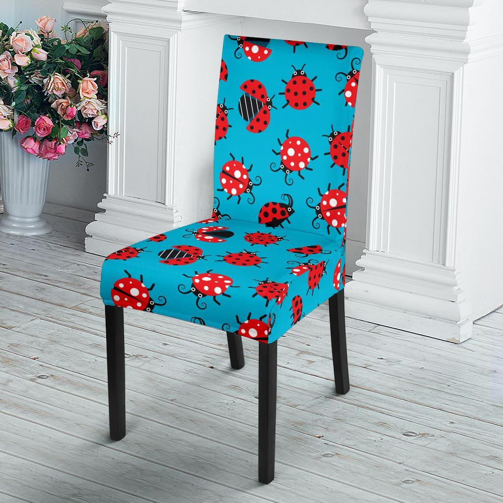 Ladybug Action Print Pattern Dining Chair Slipcover-JTAMIGO.COM