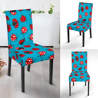 Ladybug Action Print Pattern Dining Chair Slipcover-JTAMIGO.COM