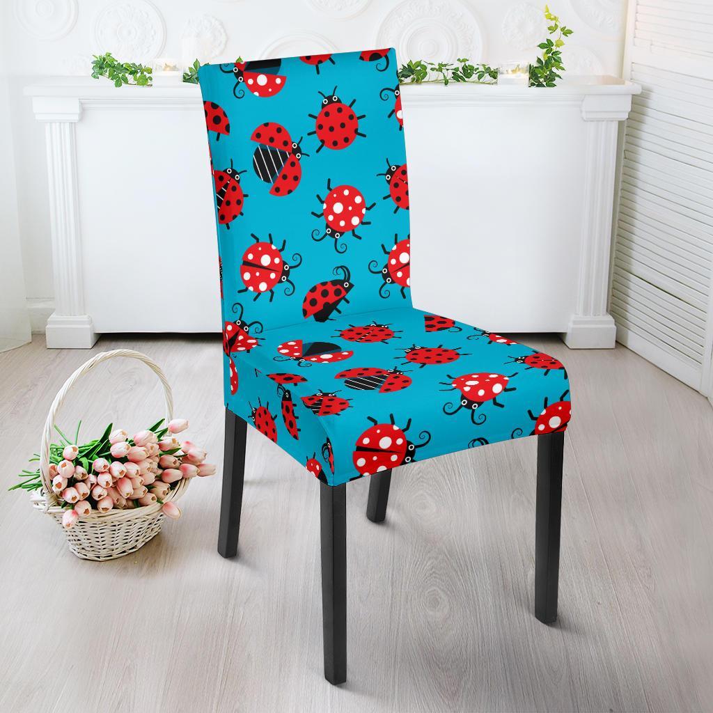 Ladybug Action Print Pattern Dining Chair Slipcover-JTAMIGO.COM