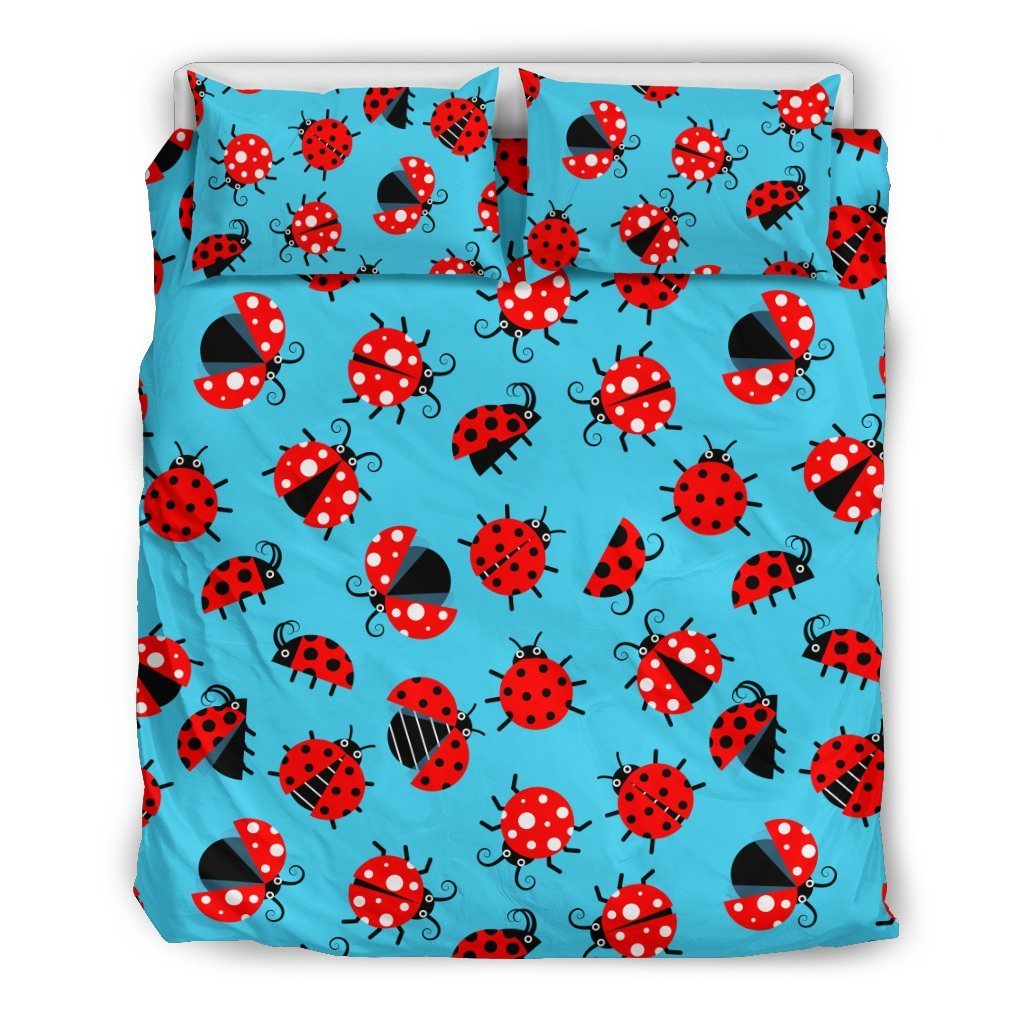 Ladybug Action Print Pattern Duvet Cover Bedding Set