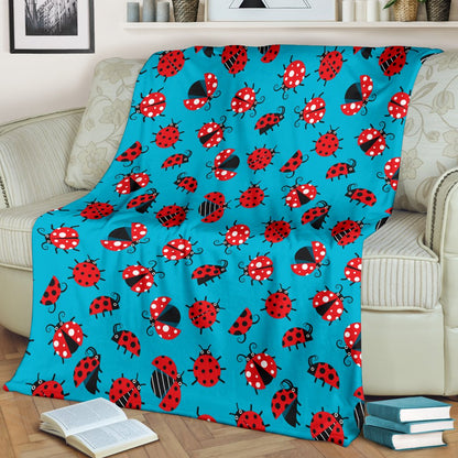 Ladybug Action Print Pattern Fleece Blanket