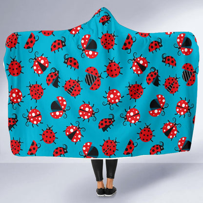 Ladybug Action Print Pattern Hooded Blanket-JTAMIGO.COM