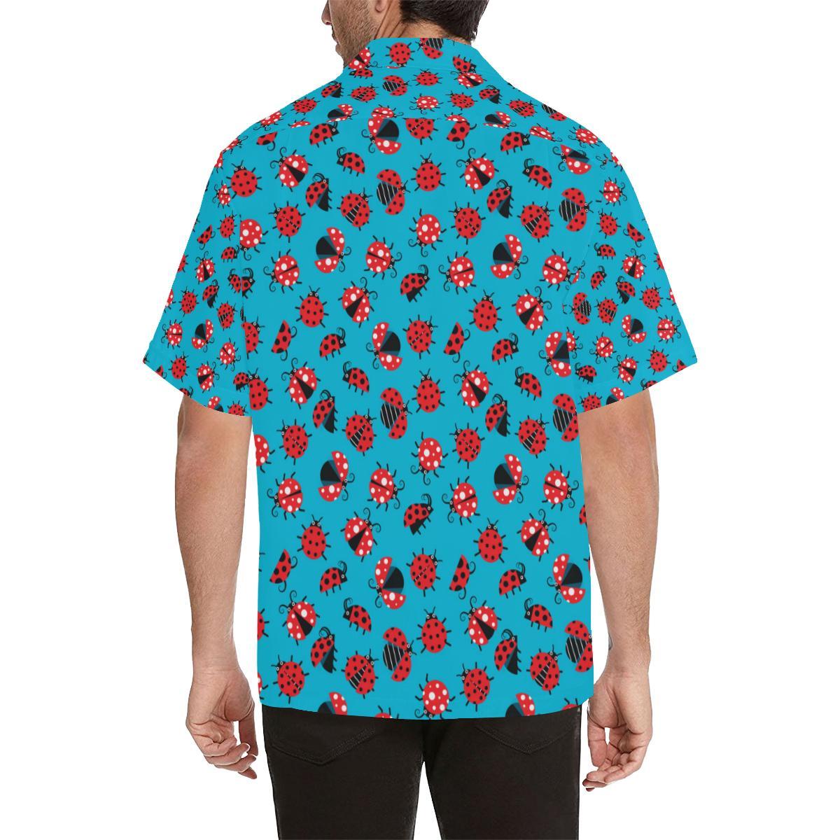 Ladybug Action Print Pattern Men Aloha Hawaiian Shirt
